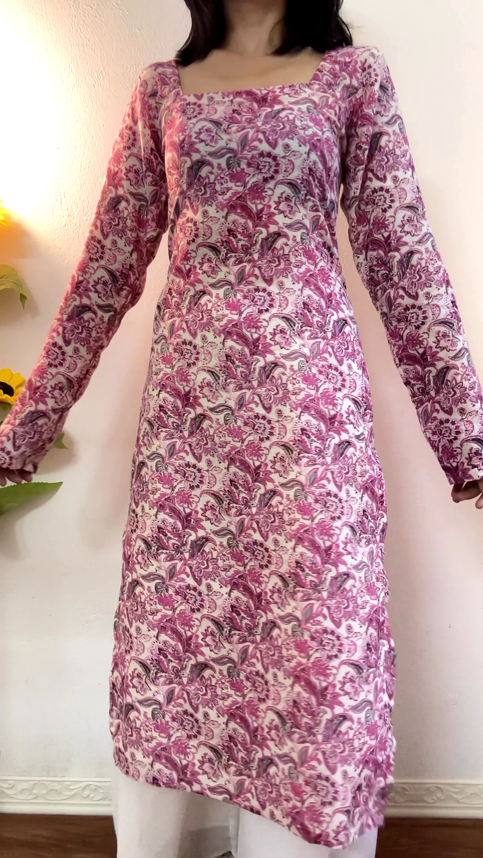 Long Sleeve Dress with Lace-Up Back