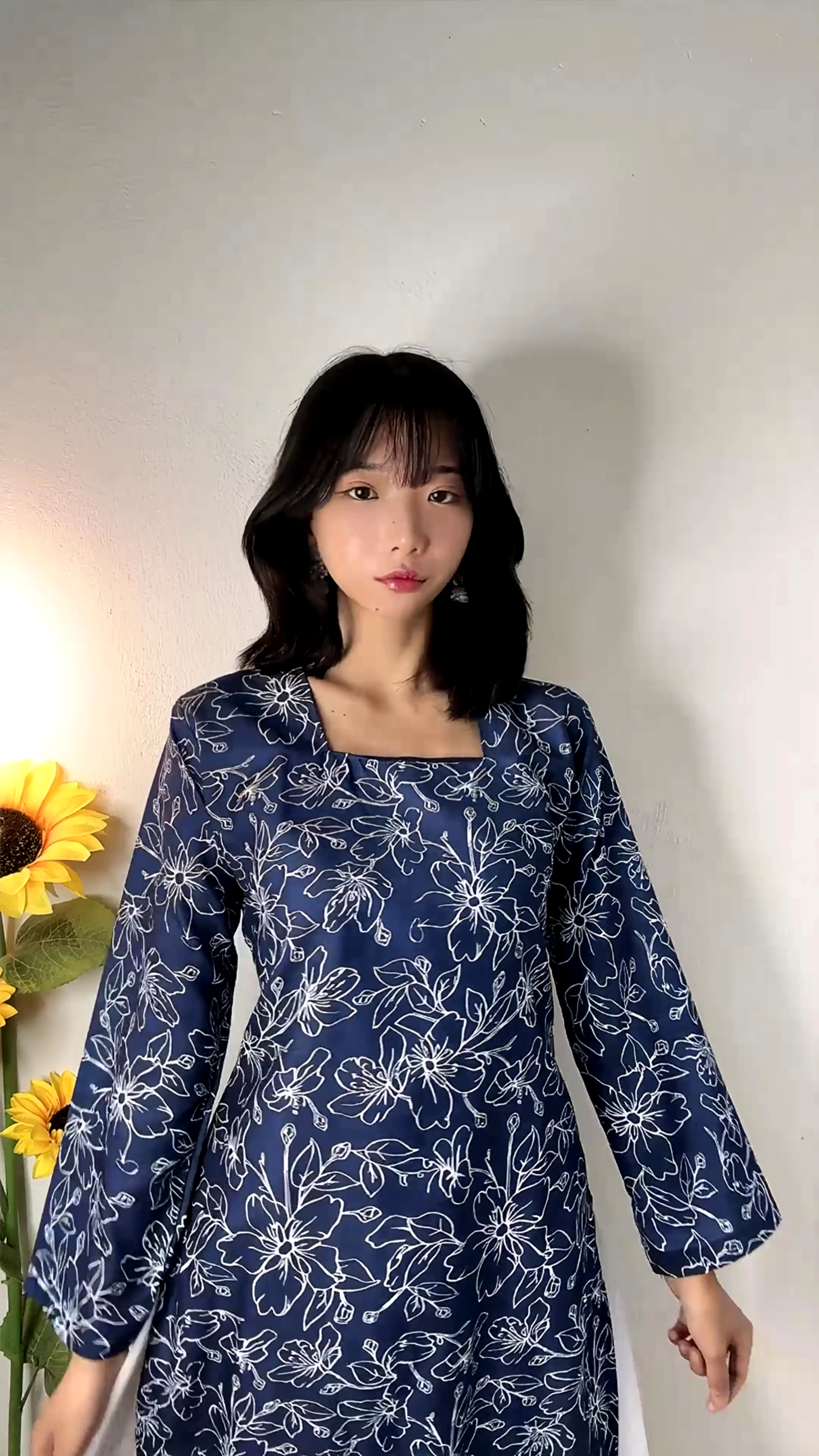 Long Sleeve Dress with Lace-Up Back