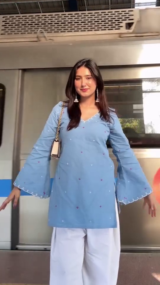 Sky Blue Embroidered Kurta