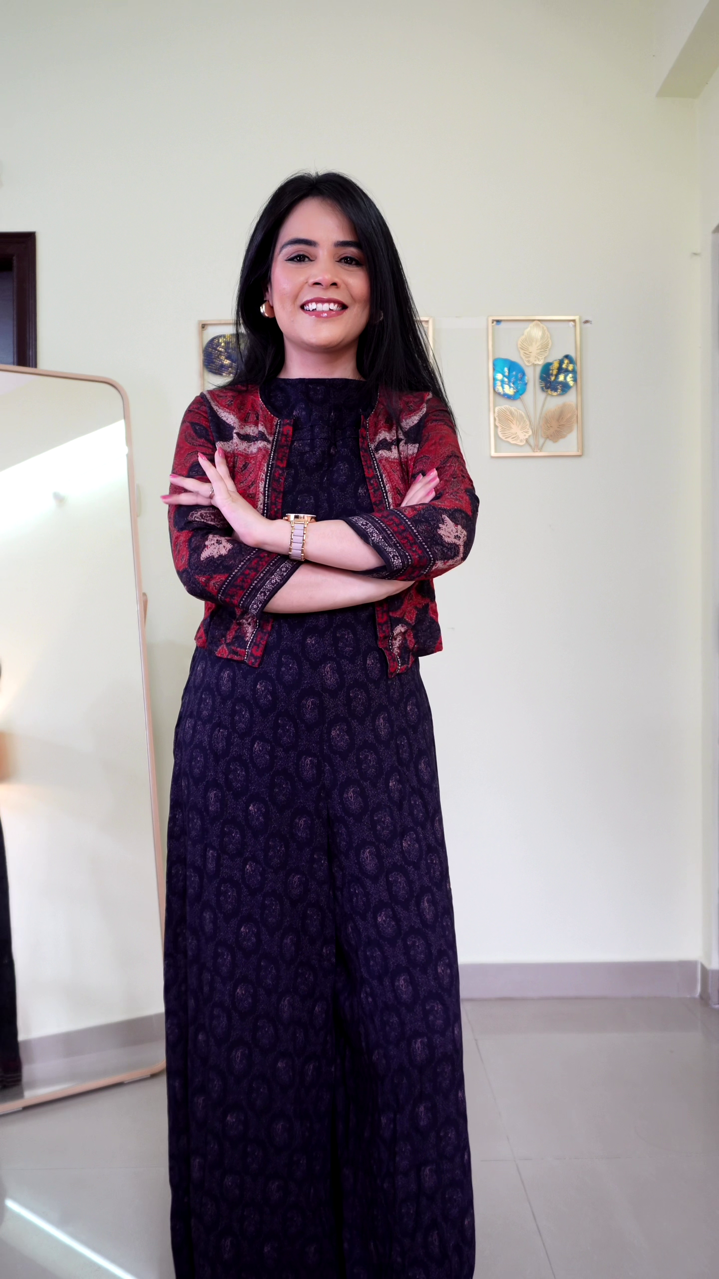 Jumpsuit with Embroidered Jacket Overlay