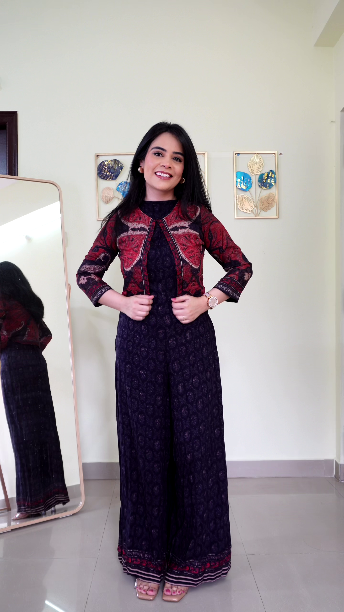 Jumpsuit with Embroidered Jacket Overlay