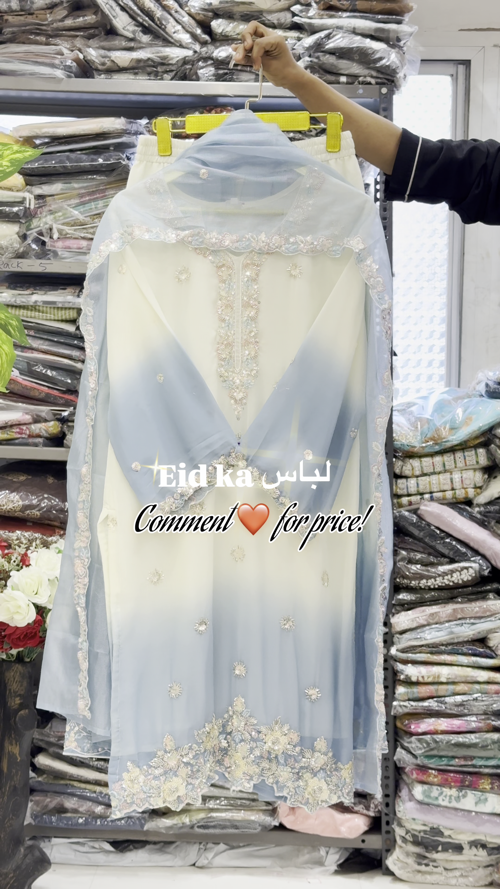 Pastel Embroidered Organza Kurta Set